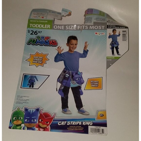 NEW Catboy PJ Masks Cat Stripe King Halloween Toddler Costume + Candy Bucket Lot - Picture 7 of 12
